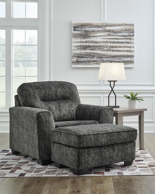 Lonoke Gunmetal Oversized Chair & Ottoman - Rooms For Less Furniture Outlet