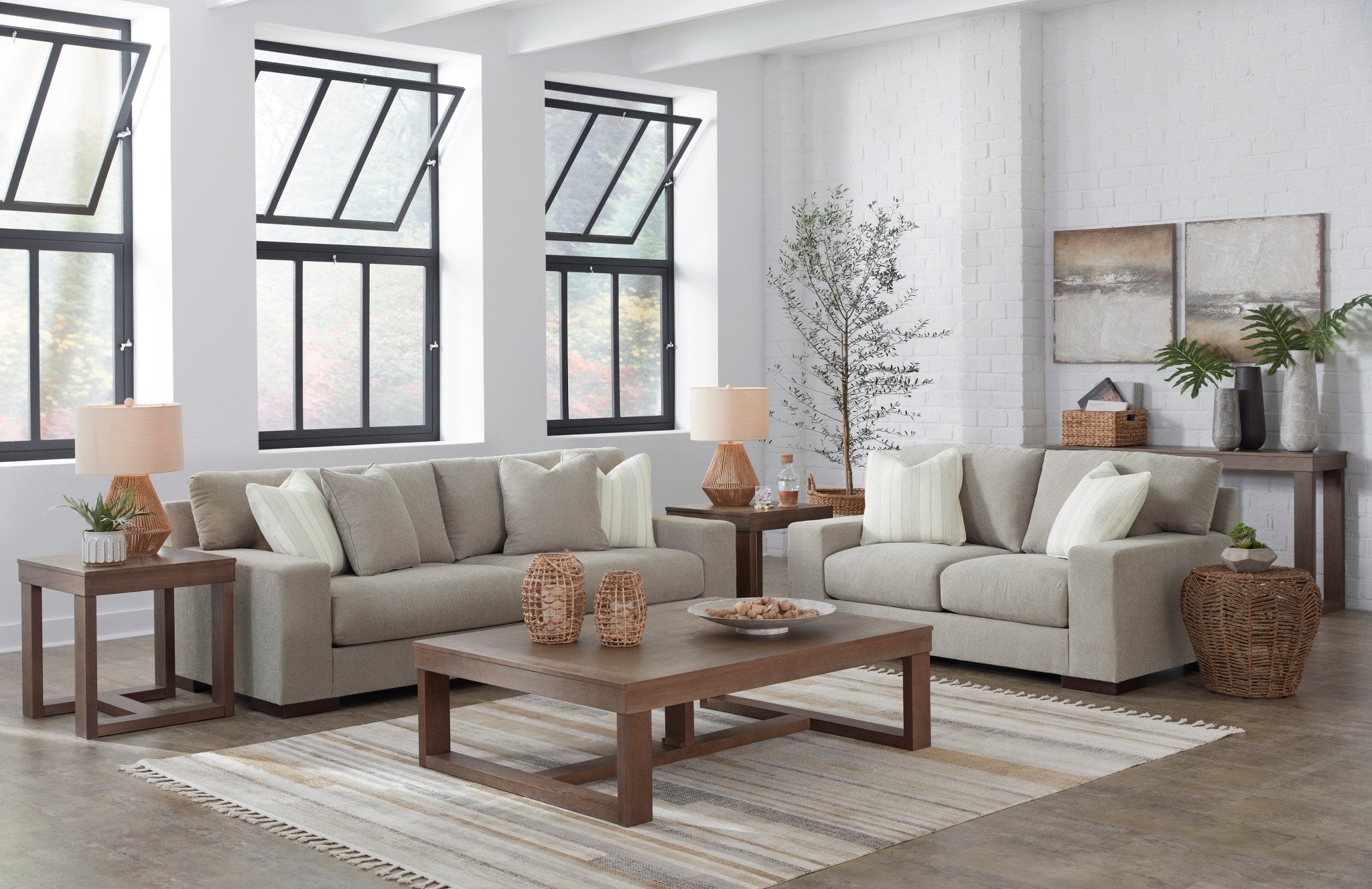Maggie Flax Sofa and Loveseat - Rooms For Less Furniture Outlet