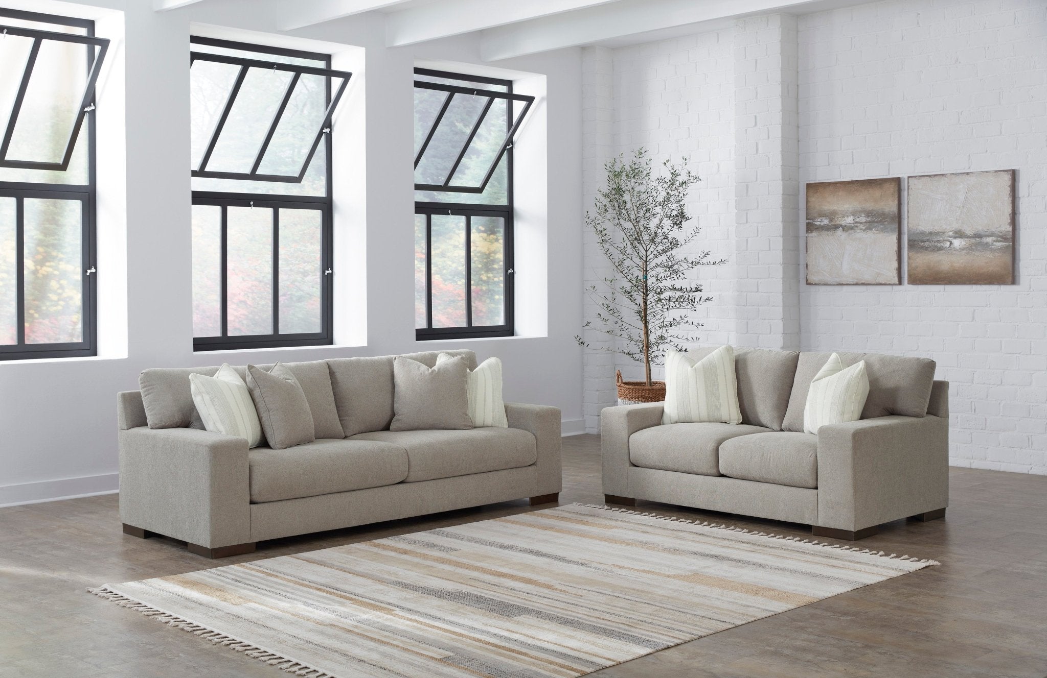 Maggie Flax Sofa and Loveseat - Rooms For Less Furniture Outlet