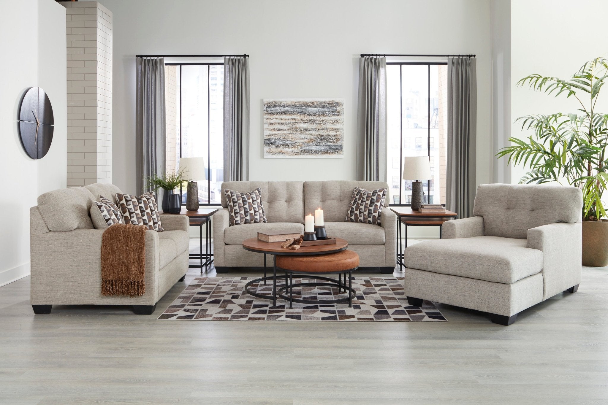 Mahoney Pebble Sofa & Loveseat - Rooms For Less Furniture Outlet