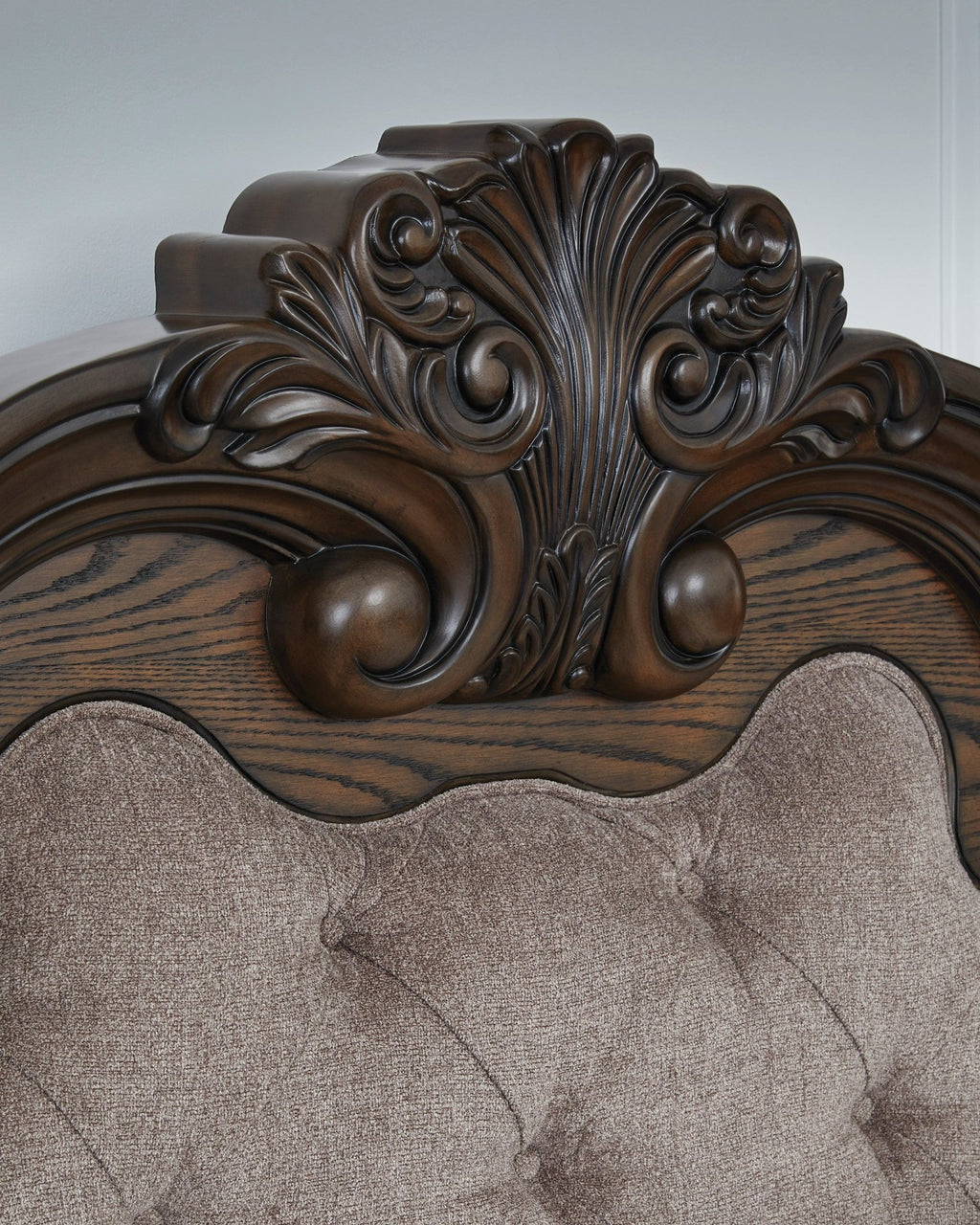 Maylee King Upholstered Bed with Mirrored Dresser and Nightstand - Rooms For Less Furniture Outlet
