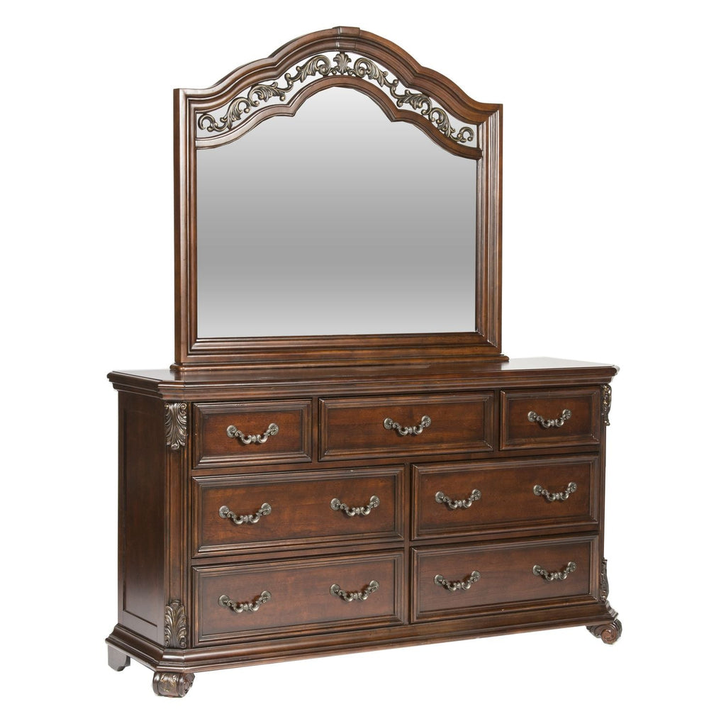 Messina Estates King Poster Bed, Dresser & Mirror, Night Stand - Rooms For Less Furniture Outlet