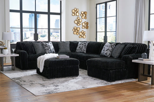 Midnight - Madness 4 - Piece Sectional with Chaise - Rooms For Less Furniture Outlet