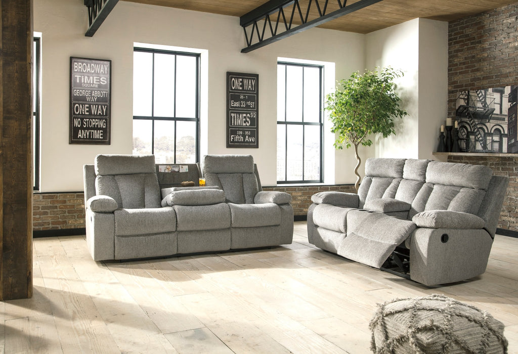 Mitchiner Manual Reclining Sofa and Loveseat Set - Rooms For Less Furniture Outlet
