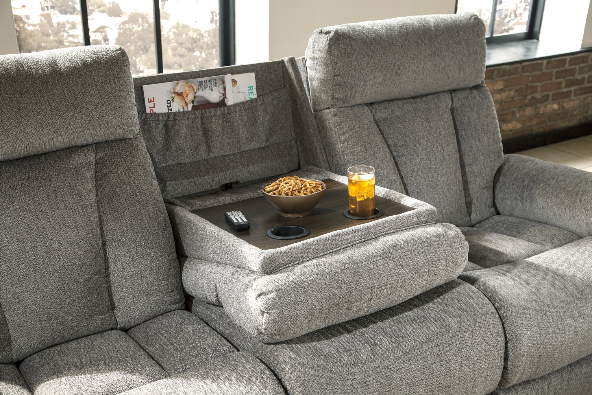 Mitchiner Manual Reclining Sofa and Loveseat Set - Rooms For Less Furniture Outlet