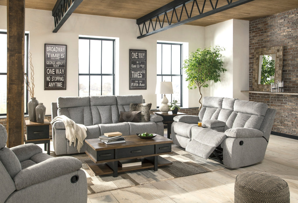 Mitchiner Manual Reclining Sofa and Loveseat Set - Rooms For Less Furniture Outlet