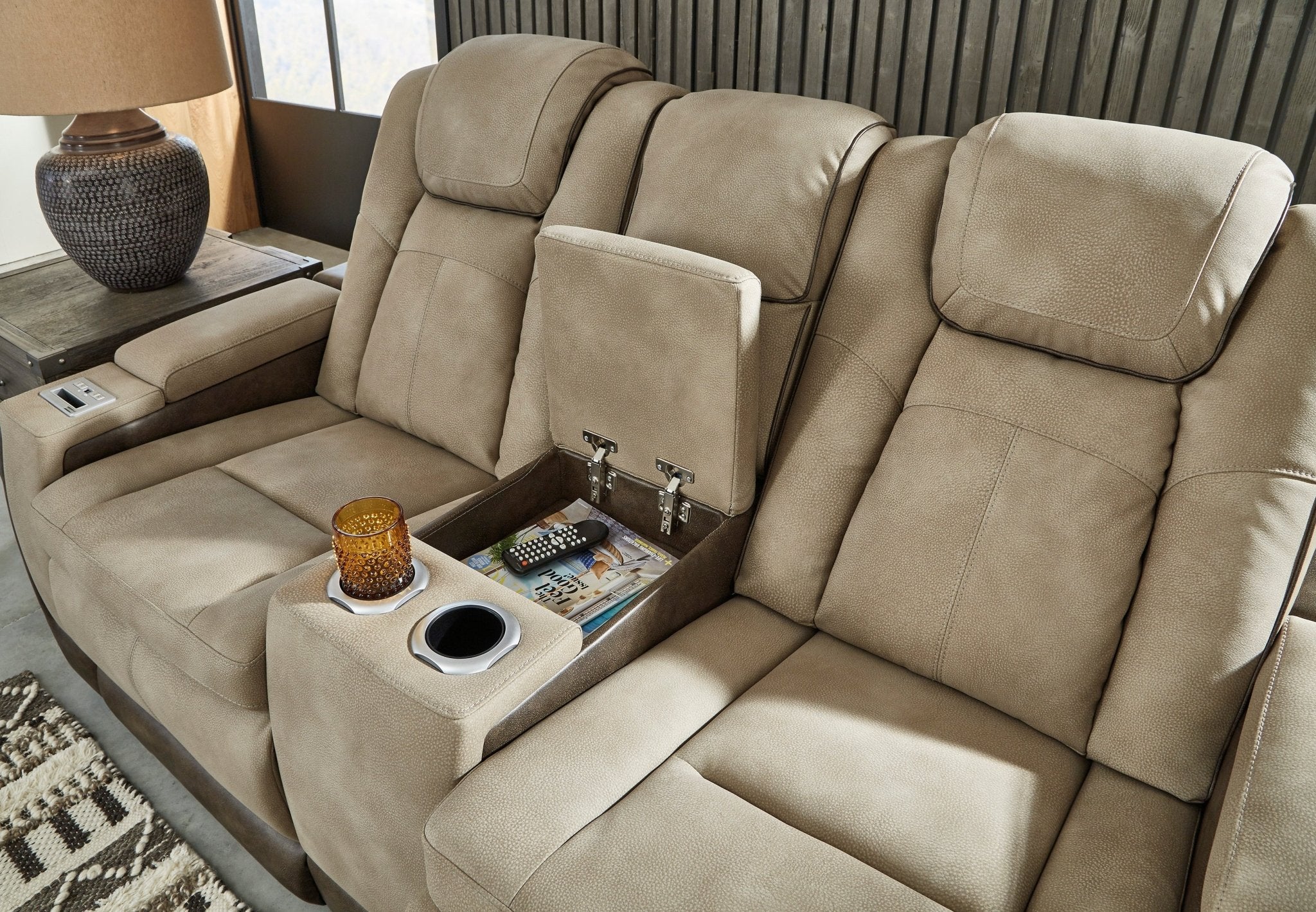 Next - Gen Sand DuraPella Triple Power Reclining Loveseat - Rooms For Less Furniture Outlet