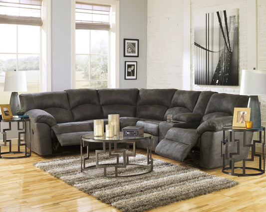 Tambo 2 - Piece Manual Pewter Reclining Sectional - Rooms For Less Furniture Outlet