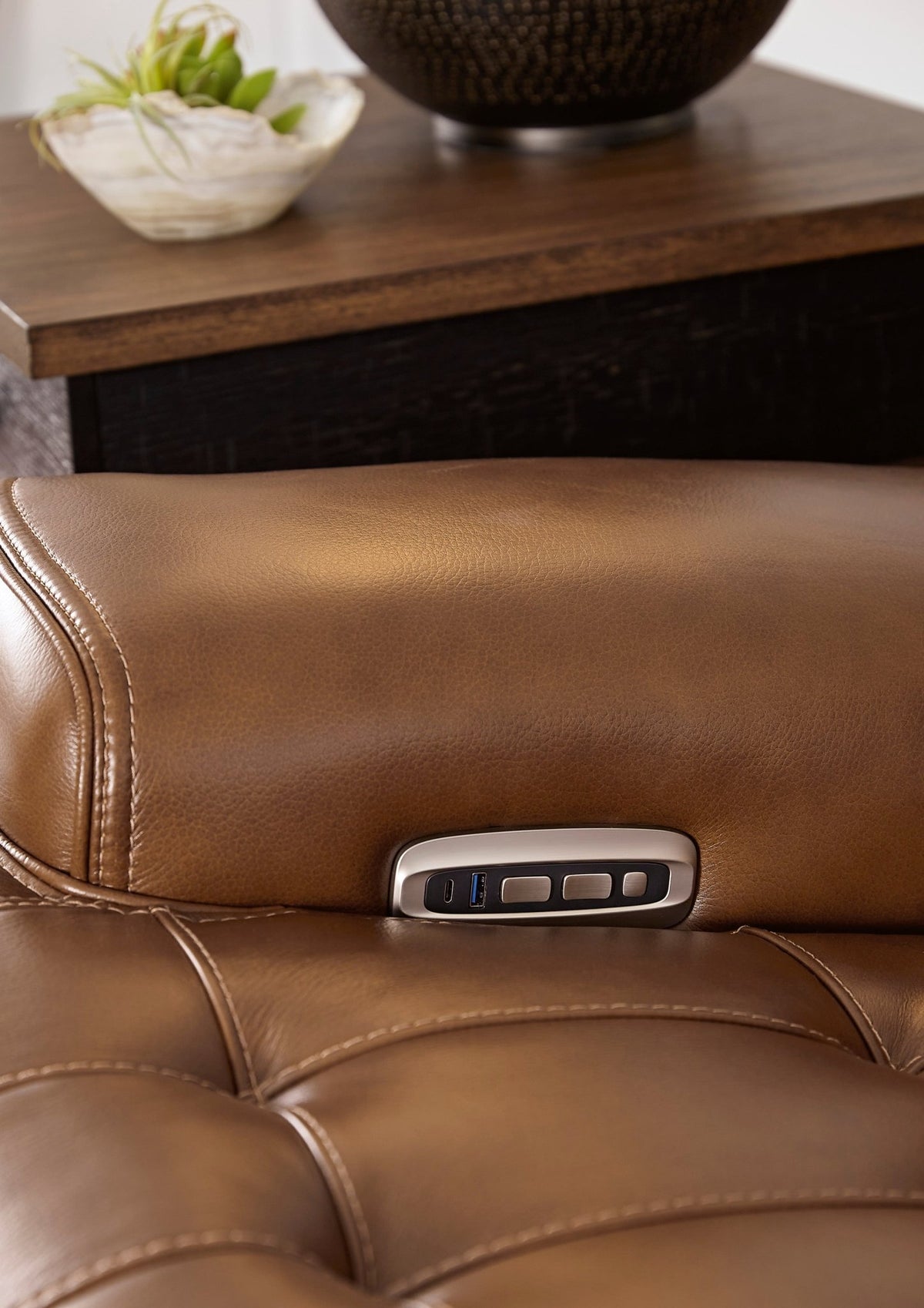 Temmpton 5 - Piece Dual Power Leather Reclining Sectional - Rooms For Less Furniture Outlet