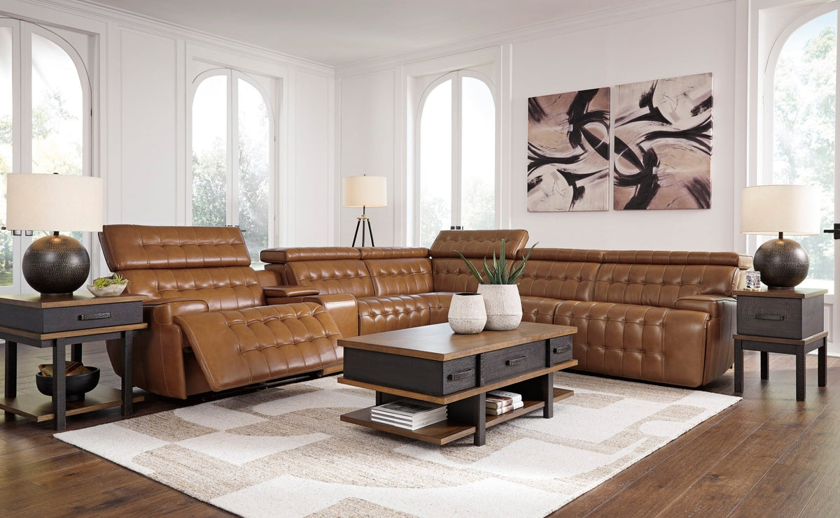 Temmpton 6 - Piece Dual Power Leather Reclining Sectional - Rooms For Less Furniture Outlet