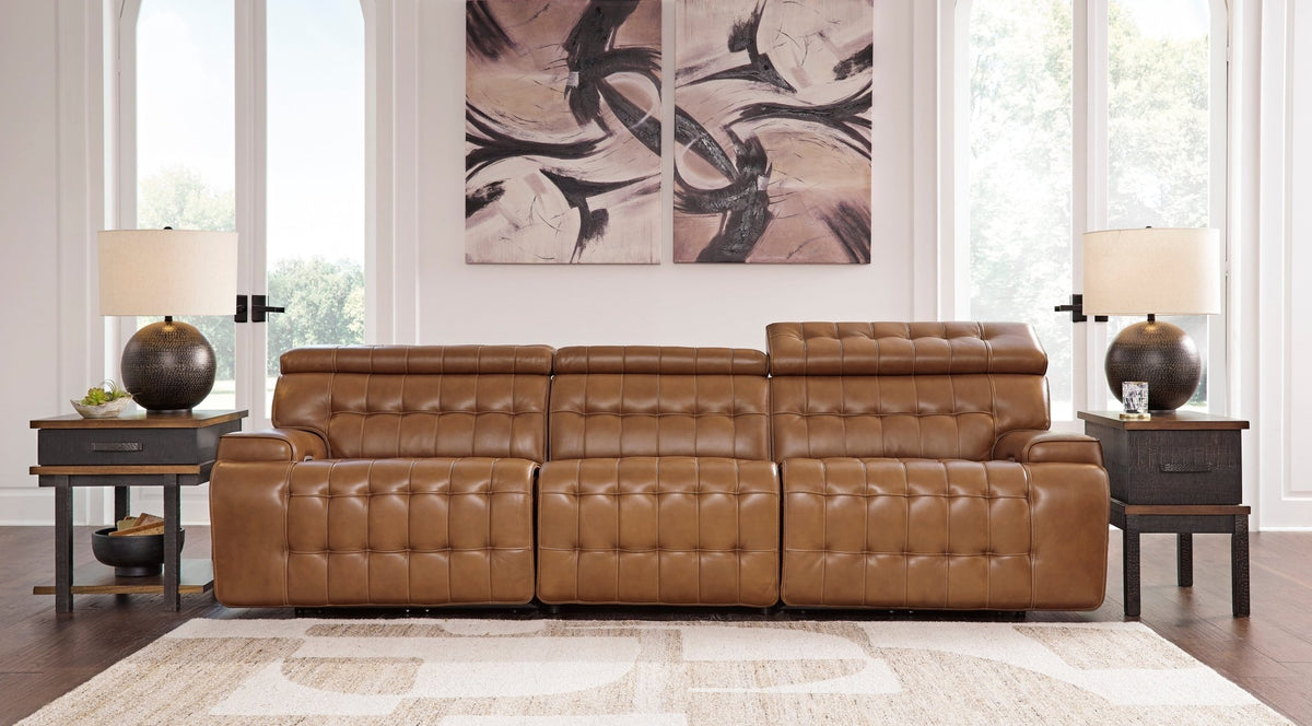 Temmpton Dual Power Leather Reclining Sofa - Rooms For Less Furniture Outlet
