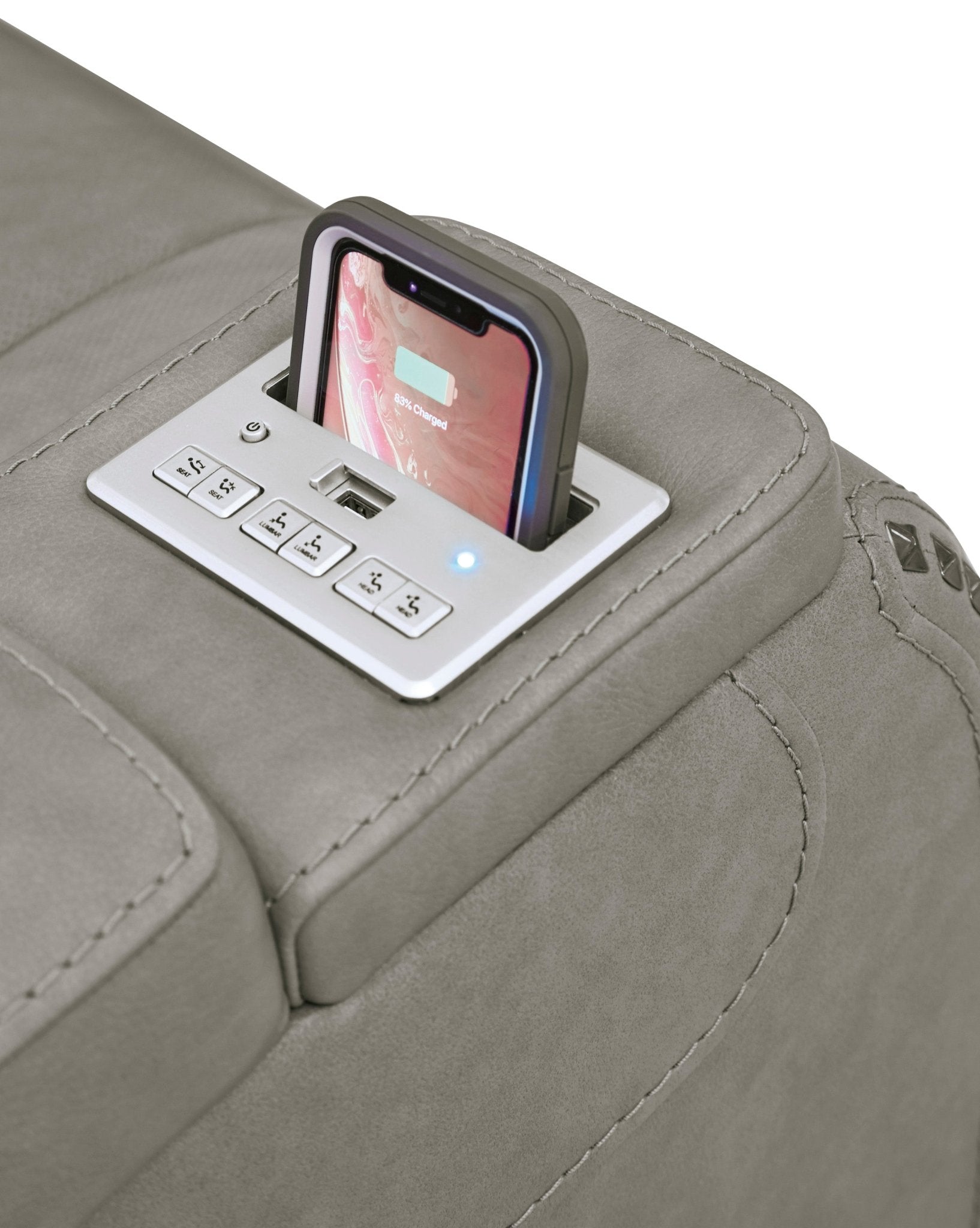 The Man - Den Gray Triple Power Recliner - Rooms For Less Furniture Outlet