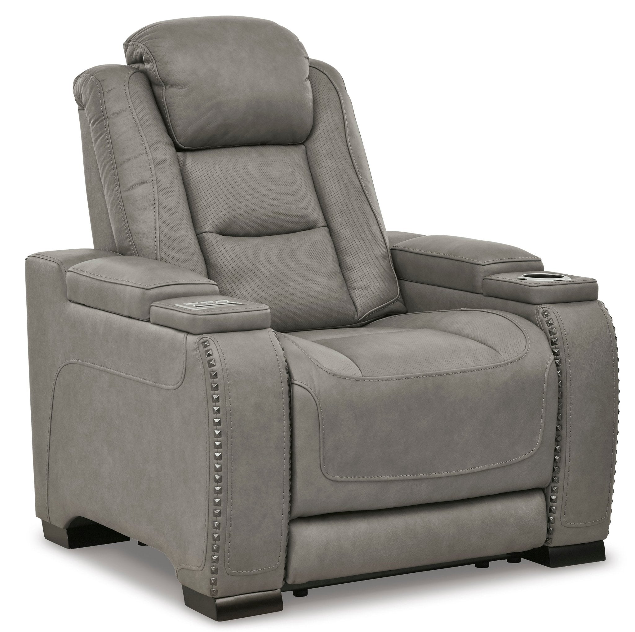 The Man - Den Gray Triple Power Recliner - Rooms For Less Furniture Outlet