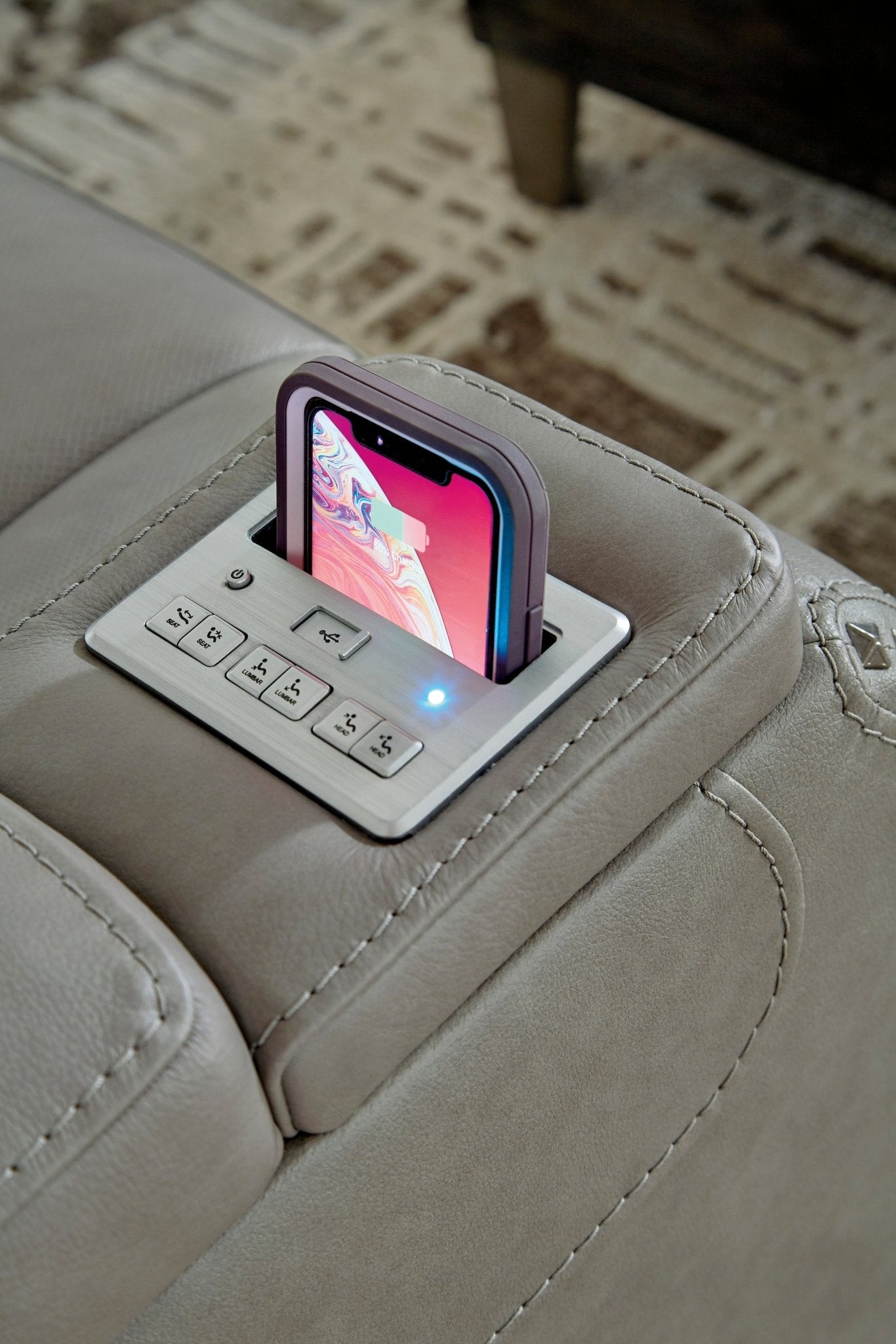 The Man - Den Gray Triple Power Reclining Loveseat - Rooms For Less Furniture Outlet