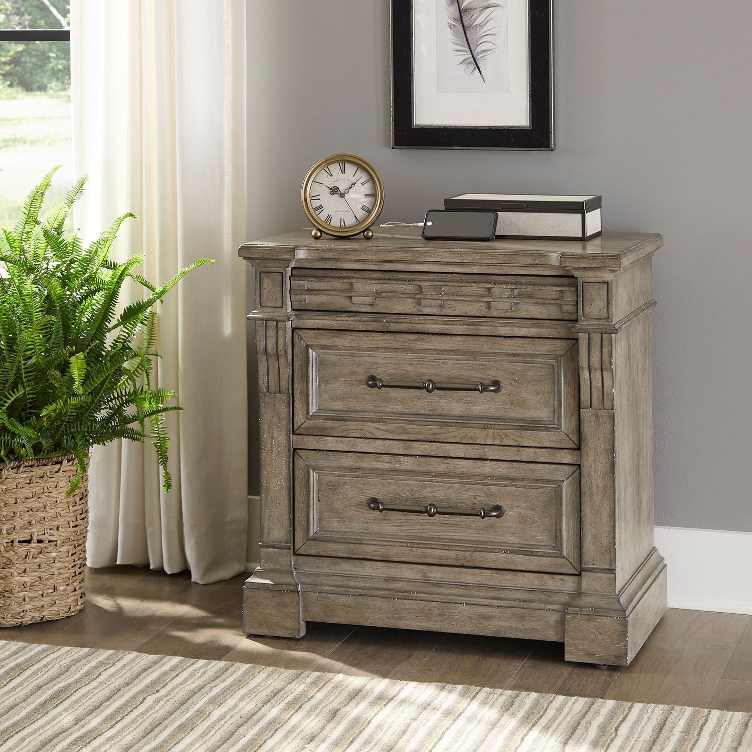 Town and Country Bedside Chest w/ Charging Station - Rooms For Less Furniture Outlet