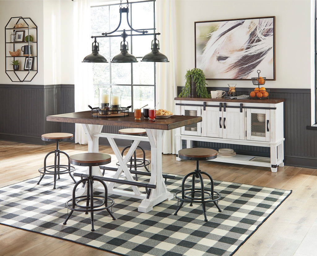 Valebeck Counter Height Dining Table and 4 Barstools - Rooms For Less Furniture Outlet