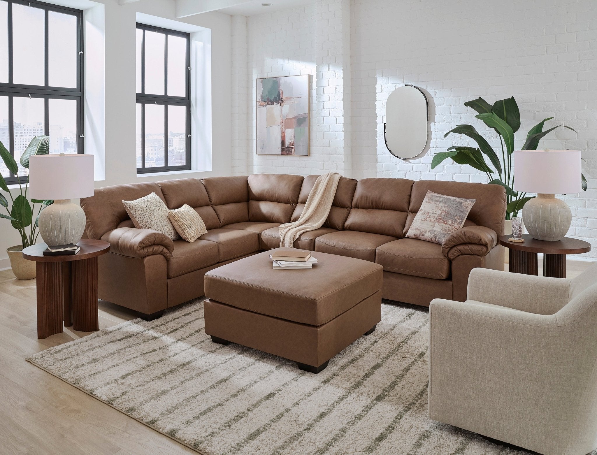 Willowbend Caramel 3 Piece Sectional - Rooms For Less Furniture Outlet