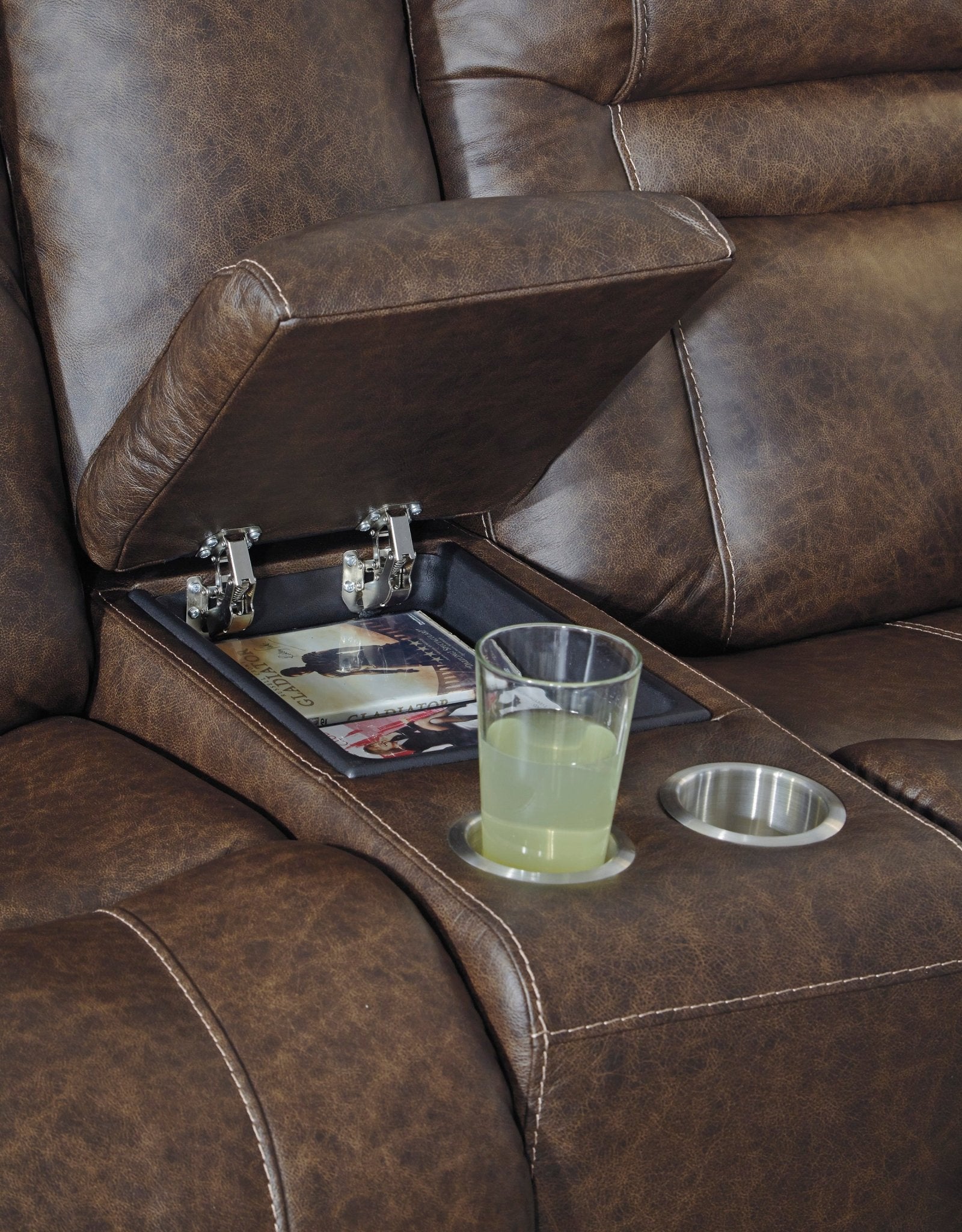 Wurstrow Umber Triple Power Reclining Loveseat - Rooms For Less Furniture Outlet