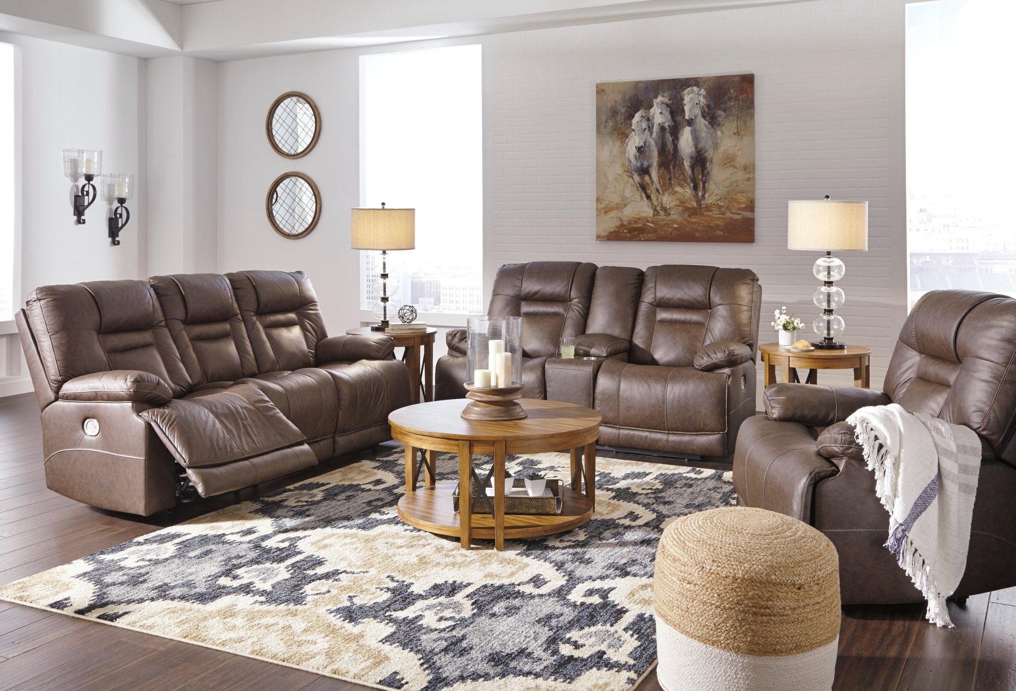Wurstrow Umber Triple Power Reclining Sofa - Rooms For Less Furniture Outlet