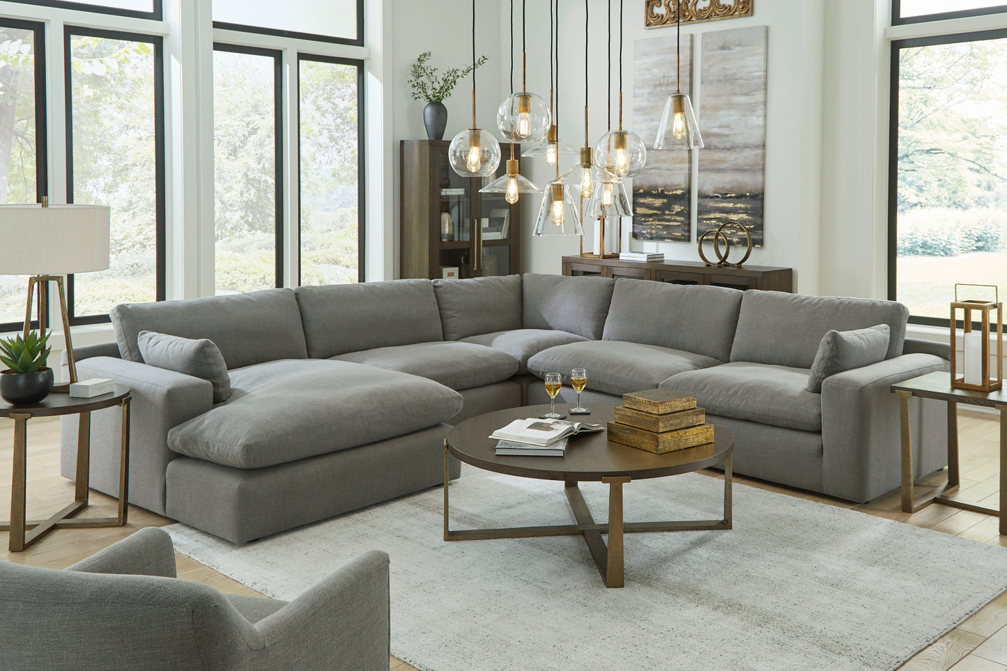 Cloud Grey 5pc Sectional w/Chaise