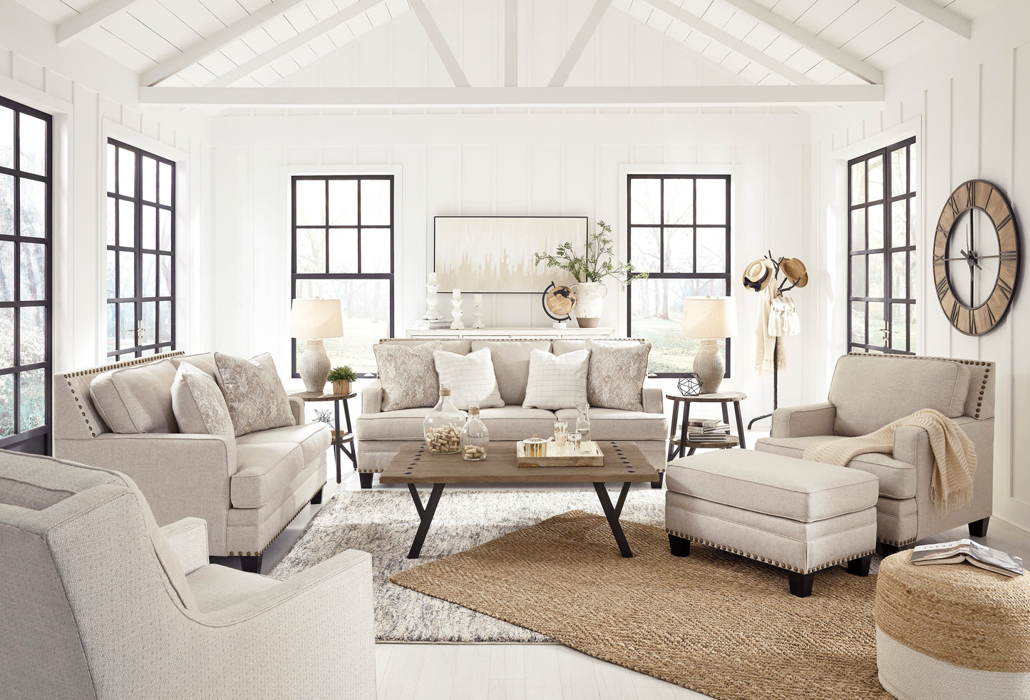 Sofa & Loveseat w/Nailhead Trim