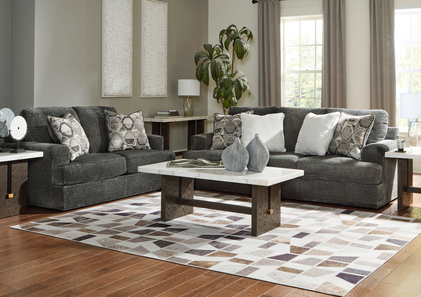 Karinne Smoke Sofa & Loveseat