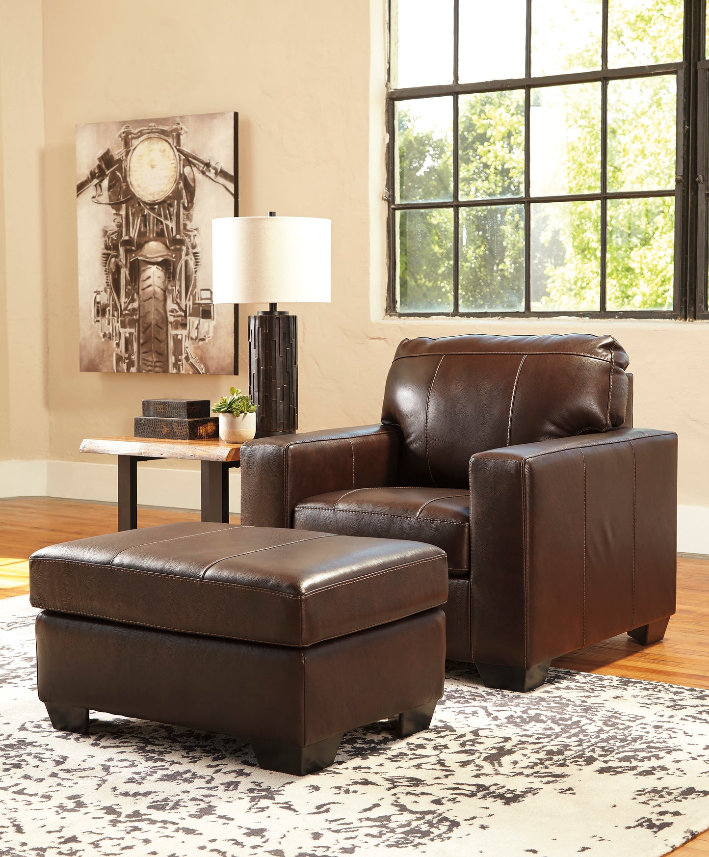 Mason Genuine Leather Chair & Ottoman