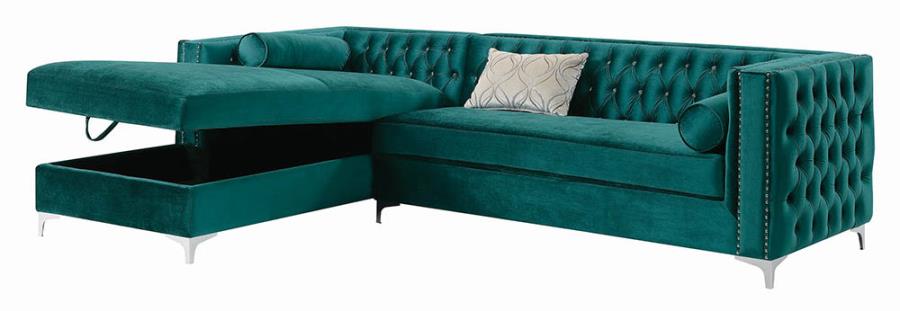 Bellaire Button-Tufted Upholstered Sectional Teal