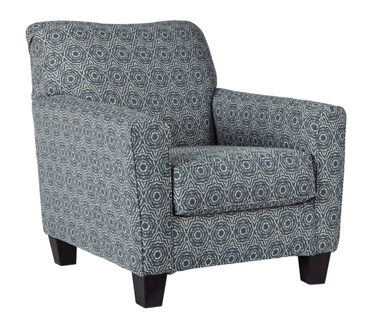 Accent Chair with Blue Medallion Fabric