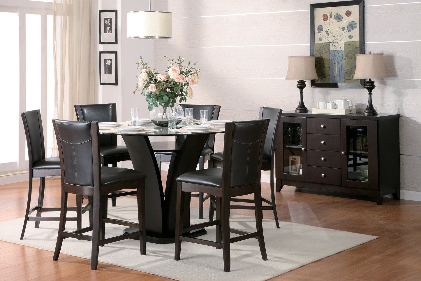 Daisy 5pc Counter Height Set w/Brown BarStools