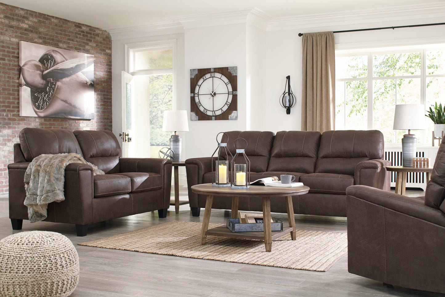 Navi Chestnut Sofa and Loveseat