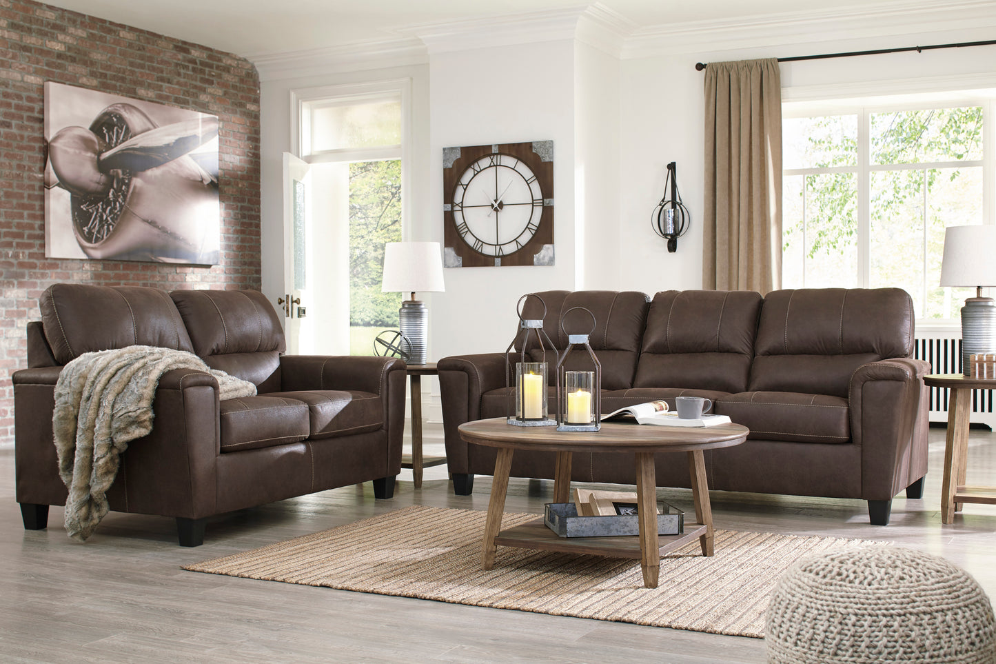 Navi Chestnut Sofa and Loveseat