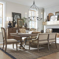 Americana Farmhouse 6pc Trestle Table Set - Rooms For Less Furniture Outlet
