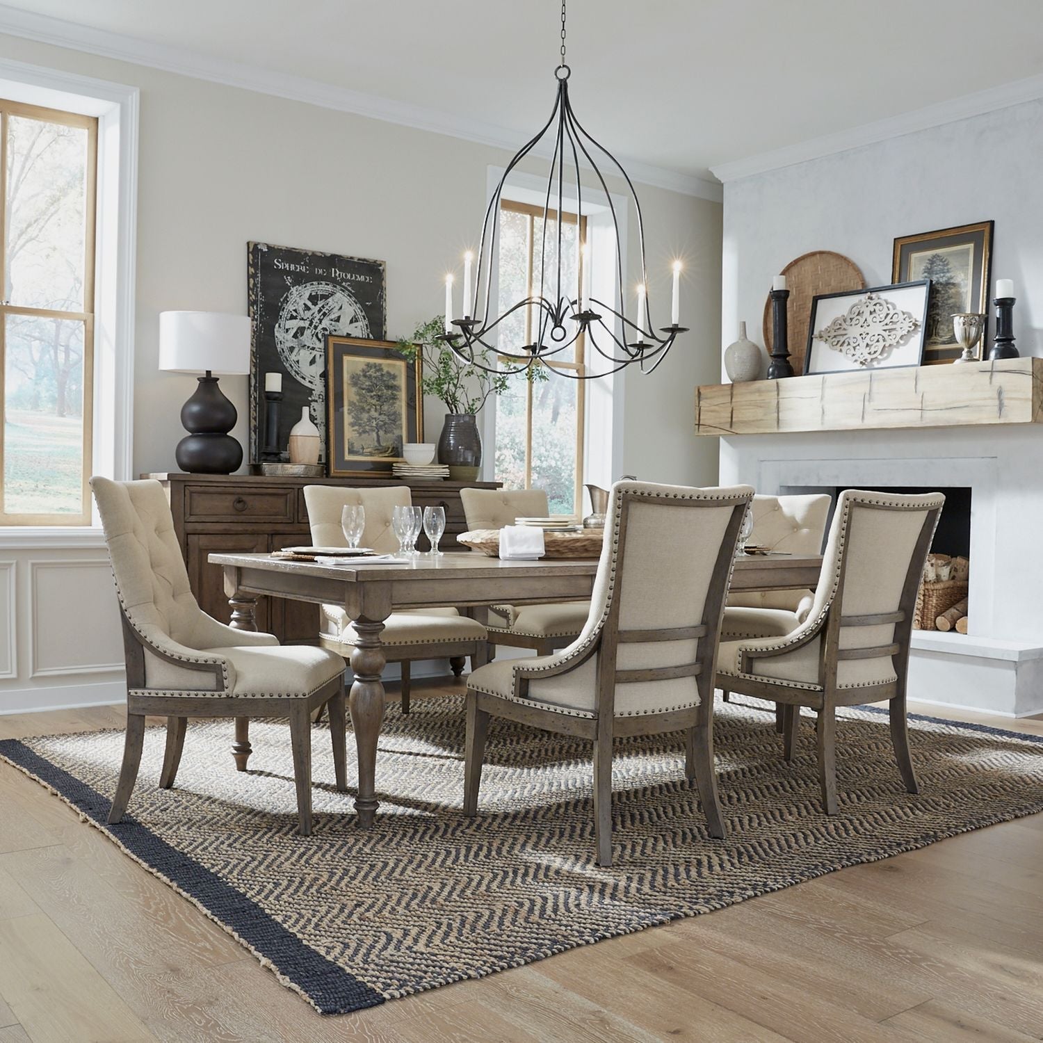 Americana Farmhouse 7pc Leg Table Set - Rooms For Less Furniture Outlet