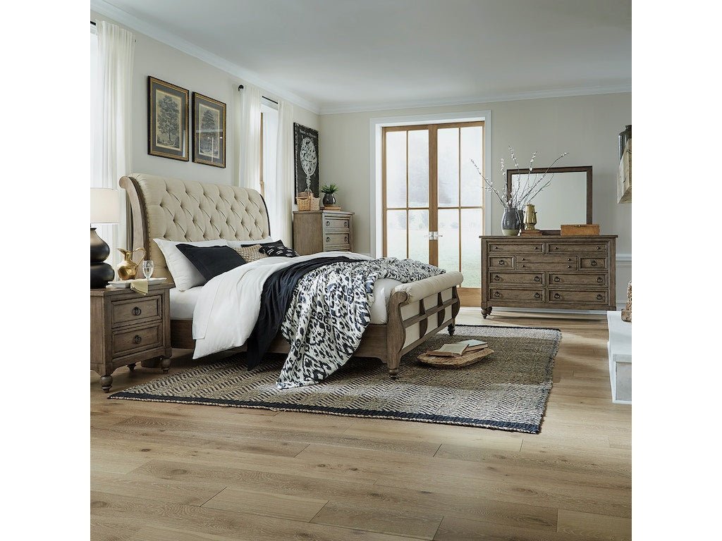Americana Farmhouse Bedside Chest w/ Charging Station - Rooms For Less Furniture Outlet
