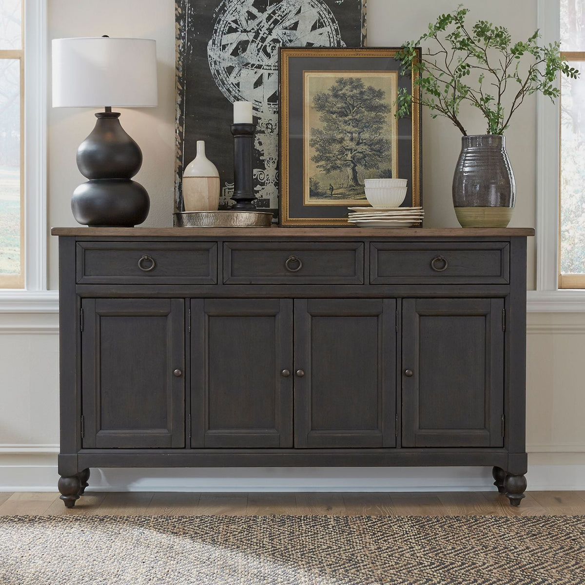 Americana Farmhouse Buffet Console - Rooms For Less Furniture Outlet