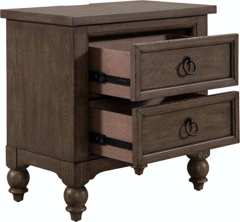 Americana Farmhouse Night Stand with Charging Station - Rooms For Less Furniture Outlet