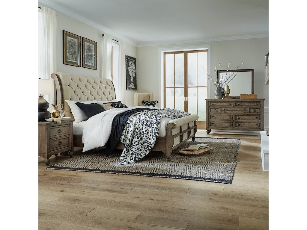 Americana Farmhouse Queen Sleigh Bed - Rooms For Less Furniture Outlet