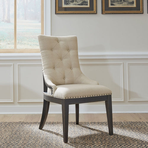 Americana Farmhouse Upholstered Shelter Side Chair - Rooms For Less Furniture Outlet