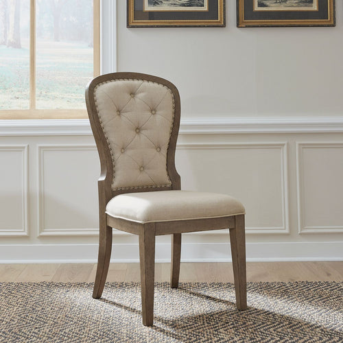 Americana Farmhouse Upholstered Tufted Back Side Chair - Rooms For Less Furniture Outlet