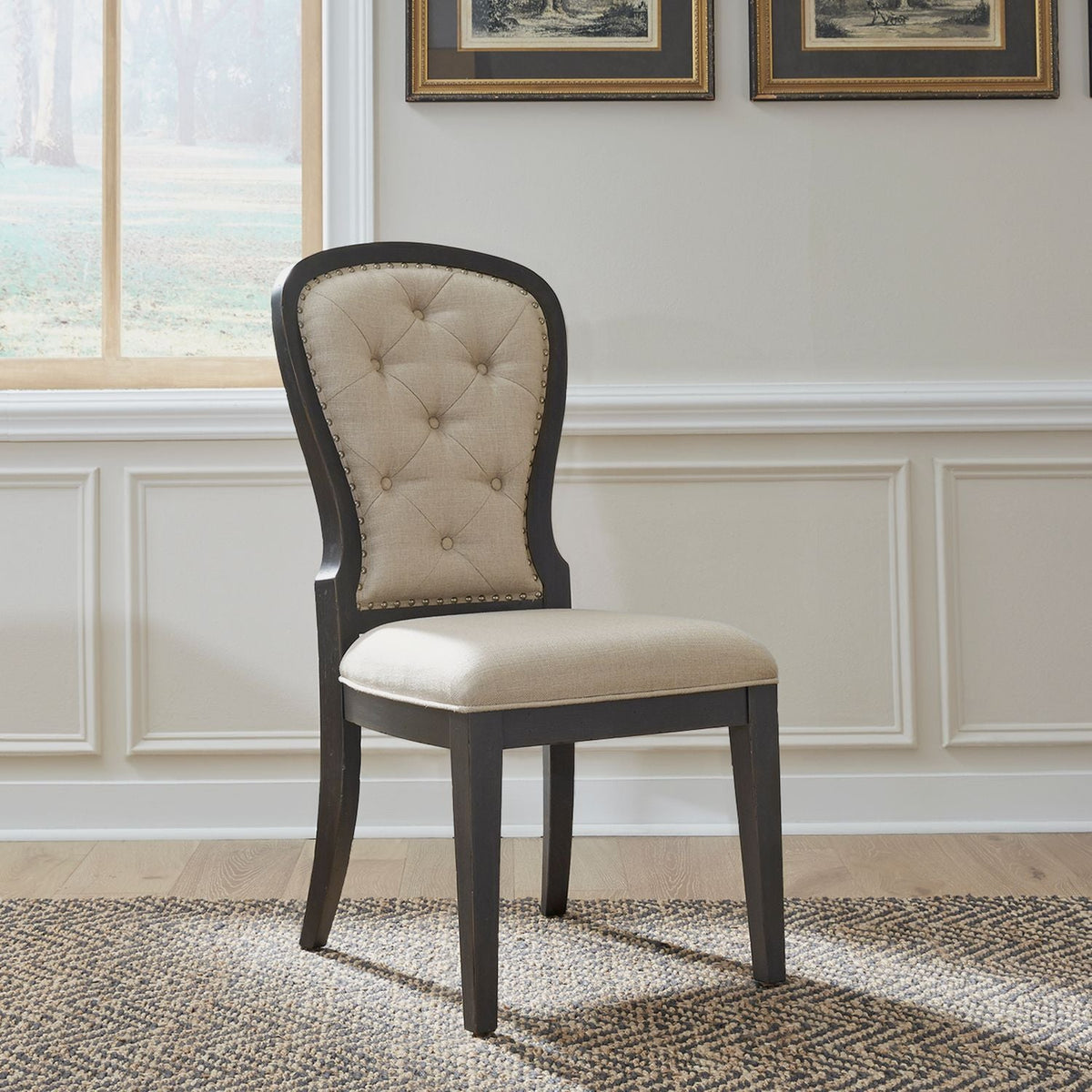 Americana Farmhouse Upholstered Tufted Back Side Chair - Rooms For Less Furniture Outlet