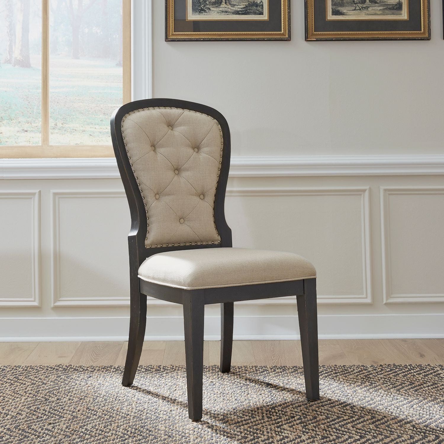 Americana Farmhouse Upholstered Tufted Back Side Chair - Rooms For Less Furniture Outlet
