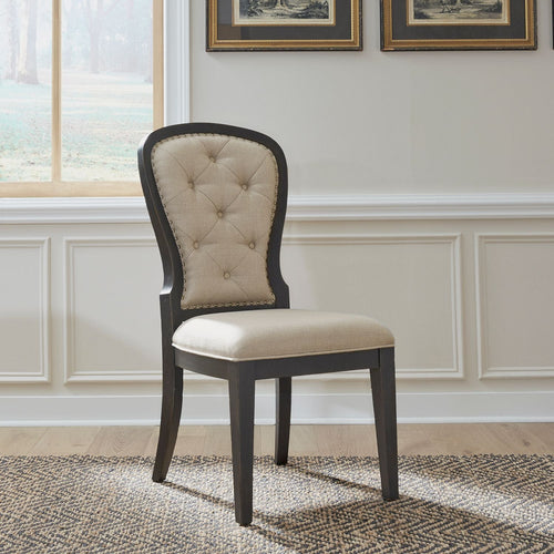 Americana Farmhouse Upholstered Tufted Back Side Chair - Rooms For Less Furniture Outlet