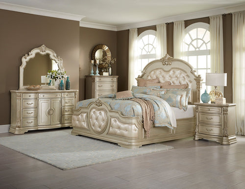 Antoinetta 6pc Queen Bedroom Set - Champagne - Rooms For Less Furniture Outlet