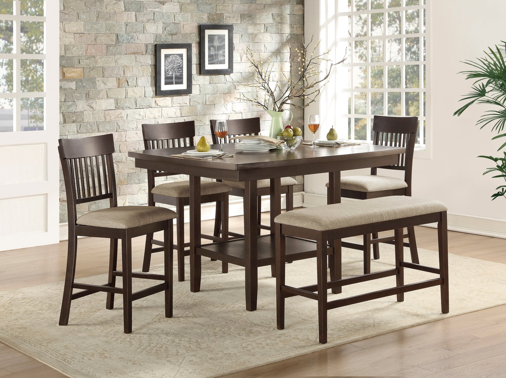 Balin 6pc Counter Height Dining Set w/Bench - Rooms For Less Furniture Outlet
