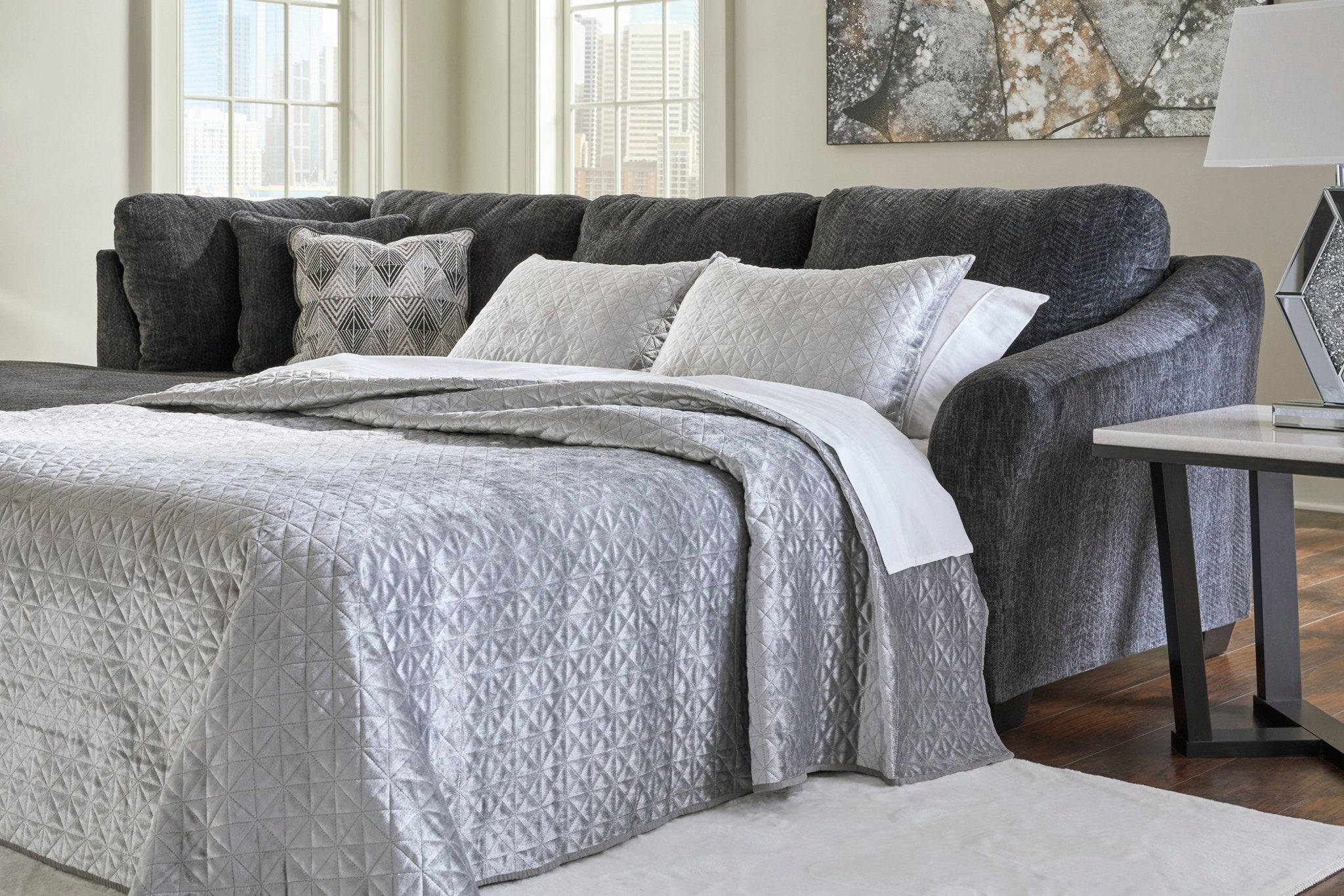 Biddeford 2 - Piece Sleeper Sectional with Chaise - Rooms For Less Furniture Outlet