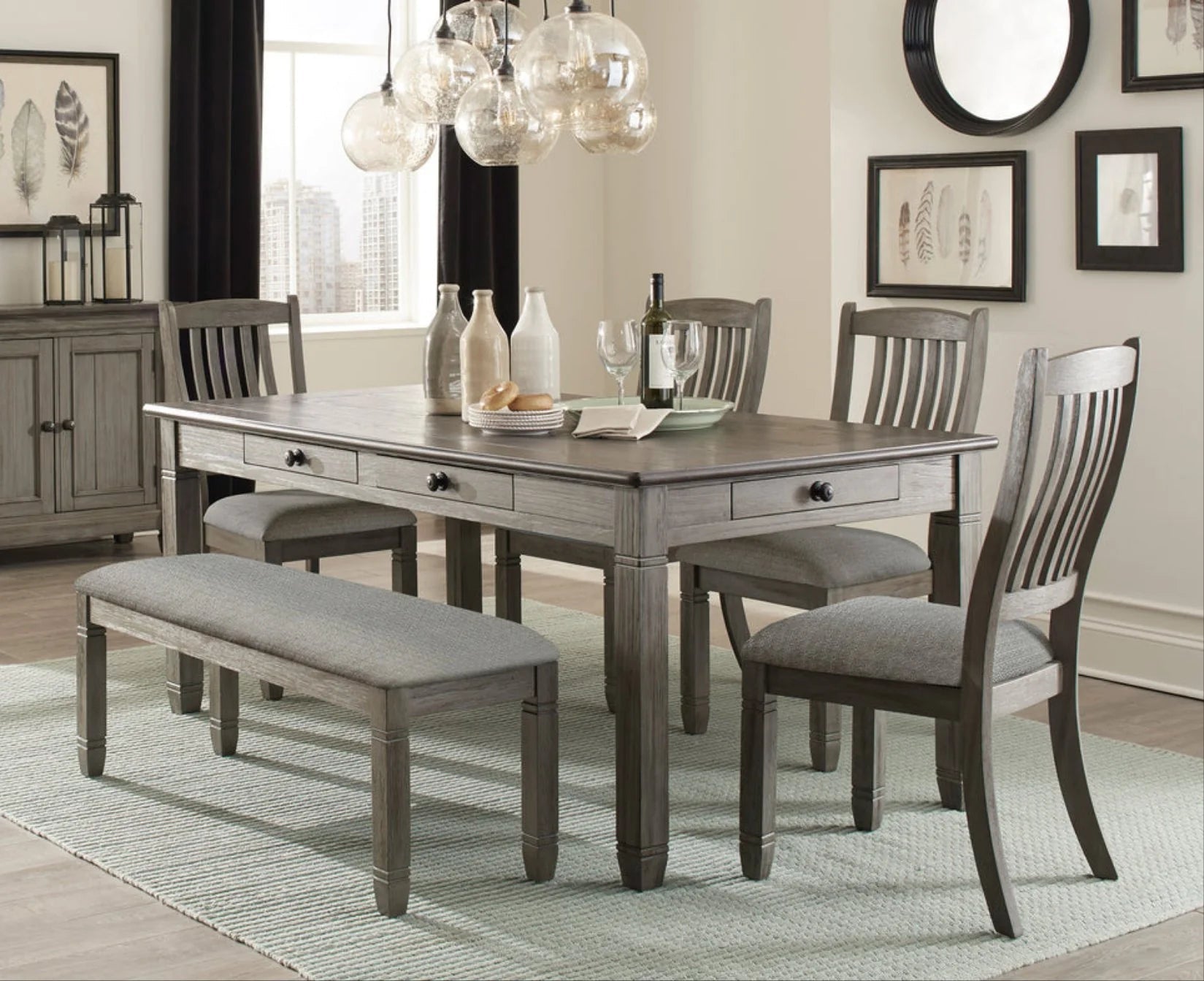 Bolan 6pc Dining Set - Gray - Rooms For Less Furniture Outlet
