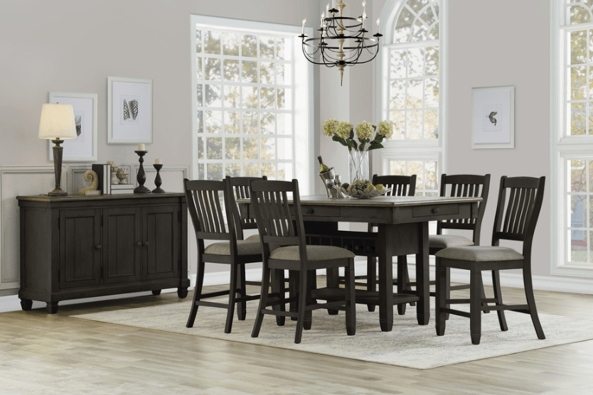 Bolan 7pc Counter Height Dining Set - Black - Rooms For Less Furniture Outlet