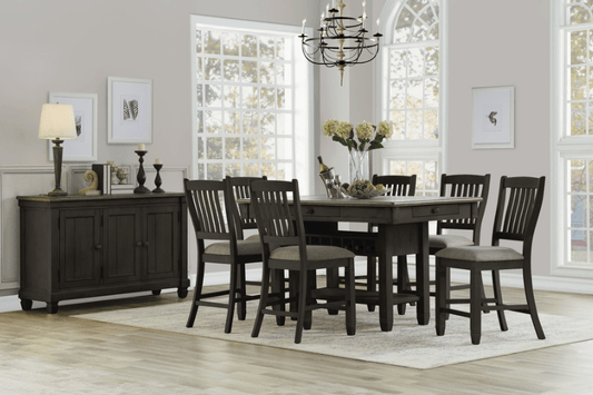 Bolan 7pc Counter Height Dining Set - Black - Rooms For Less Furniture Outlet