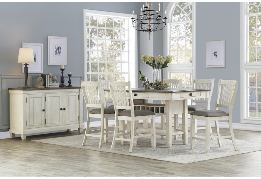 Bolan 7pc Counter Height Dining Set - White - Rooms For Less Furniture Outlet